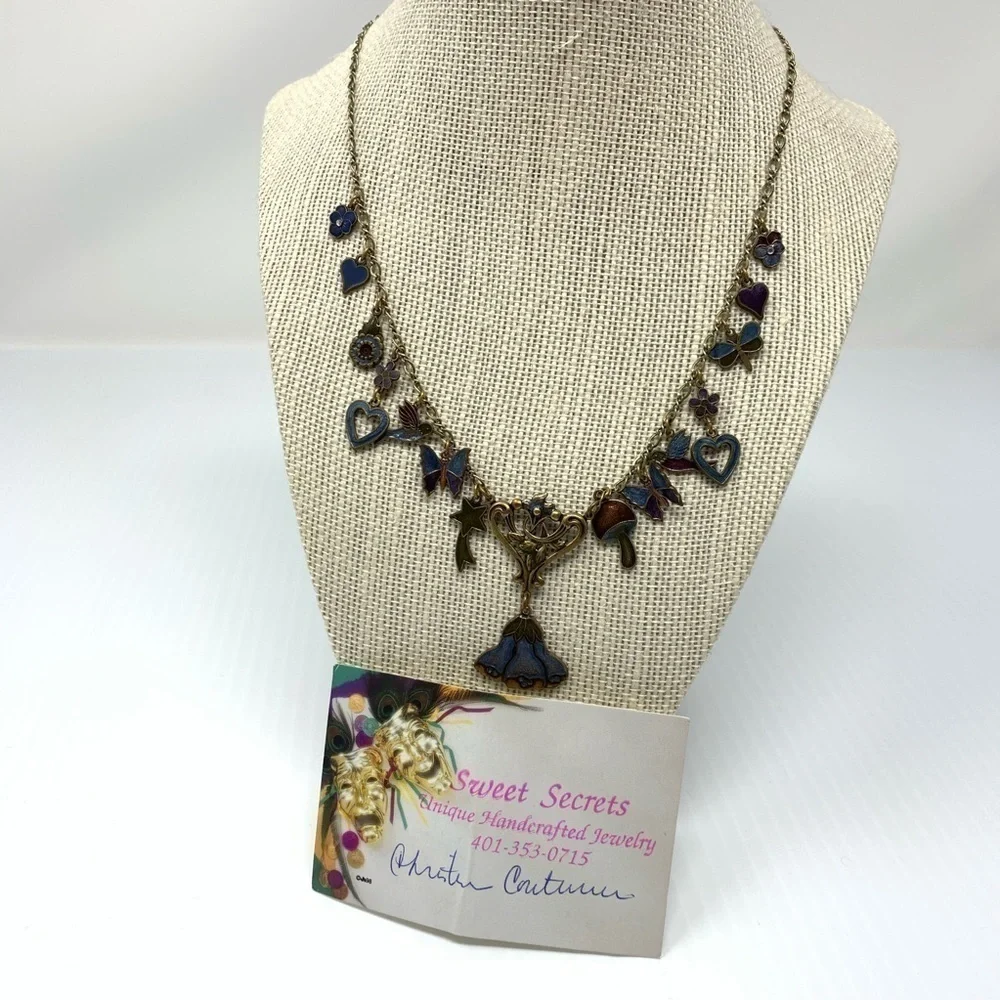 Christine Couturier Necklace Cosmic Boho Charms Hand Enameled Sweet Secrets